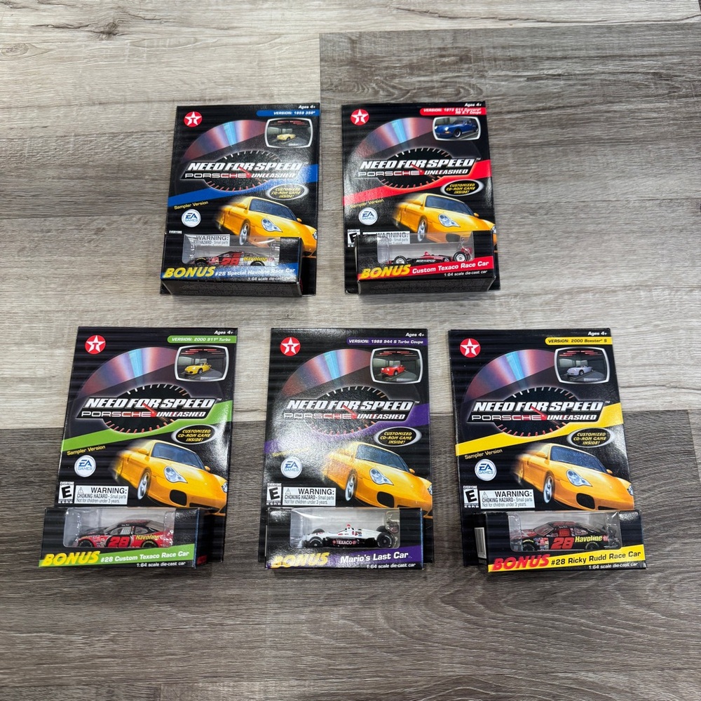 1:64TH TEXACO DIECAST NEED FOR SPEED PORSCHE UNLEASHED - LOT OF 5 (RTC704)